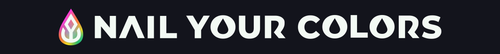 Text 'Nail Your Colors' with a colorful droplet icon on a black background